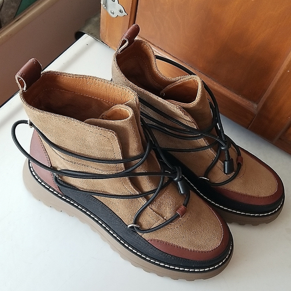 Women's Lucky Brand CAELIA Suede Pull-On Platform Bootie Size 6M ☆EUC!☆